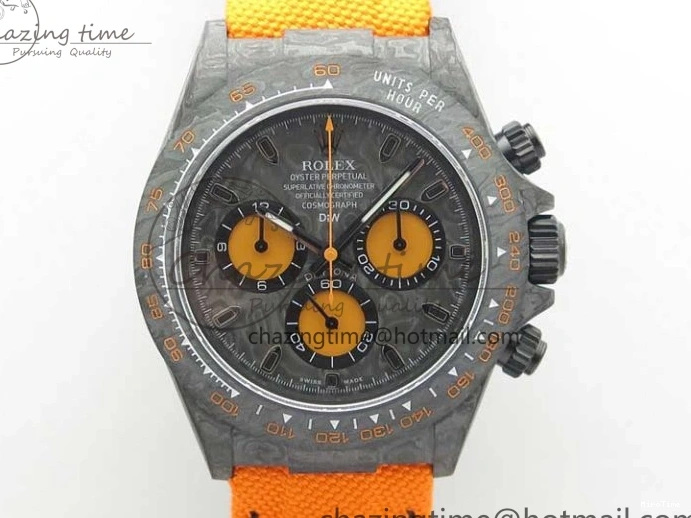 MiroTime 0321 Daytona DIW Carbon Noob 1:1 Best Edition Black Orange Dial on Orange Nylon Strap SA TopPick 2586